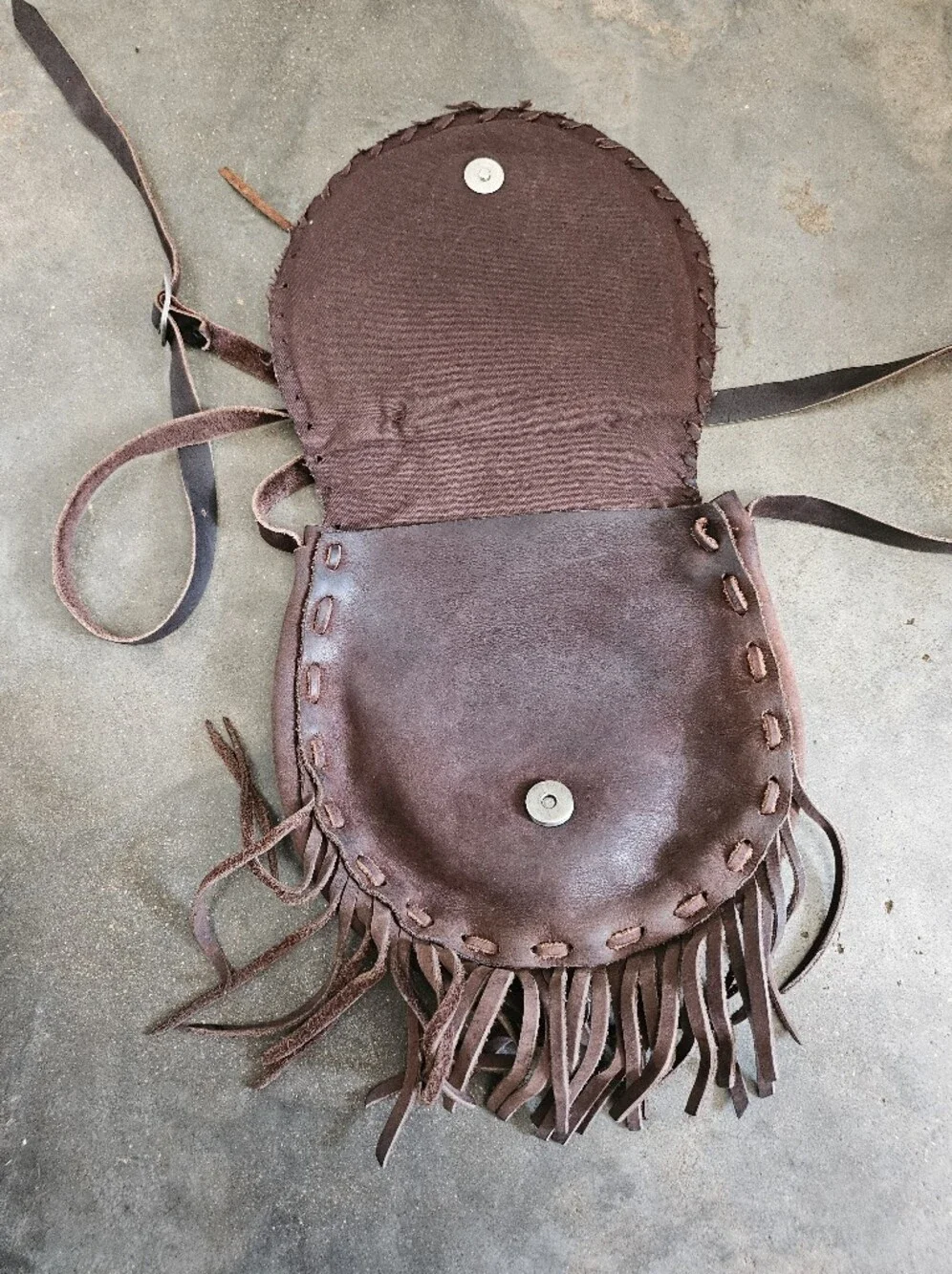 Vintage Bohemian Huipil Artisan Textile Festival Leather Shoulder Bag Fringe
